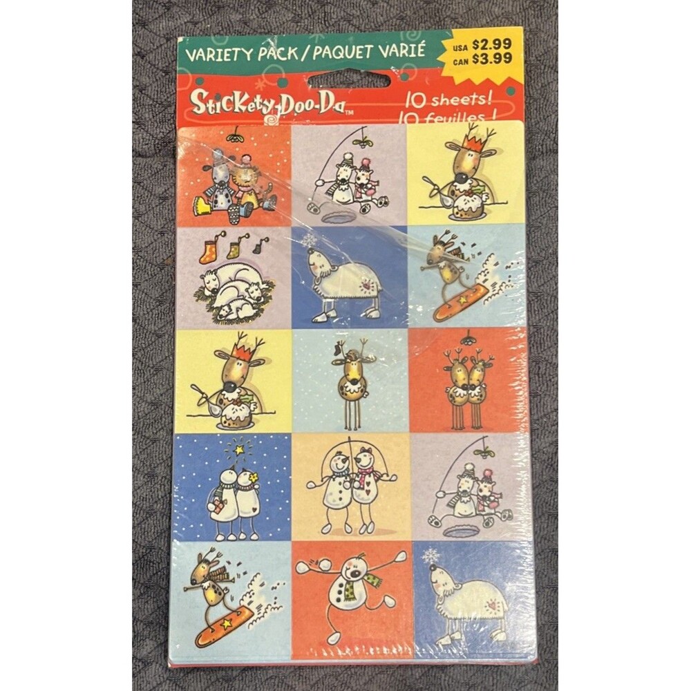 American Greetings Stickety Doo Da Christmas Stickers 8 Sheets 4 Themes